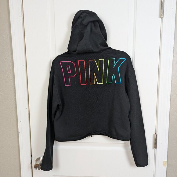 PINK Victoria's Secret | Rainbow Logo Crop Hoodie Size Small - Picture 1 of 8